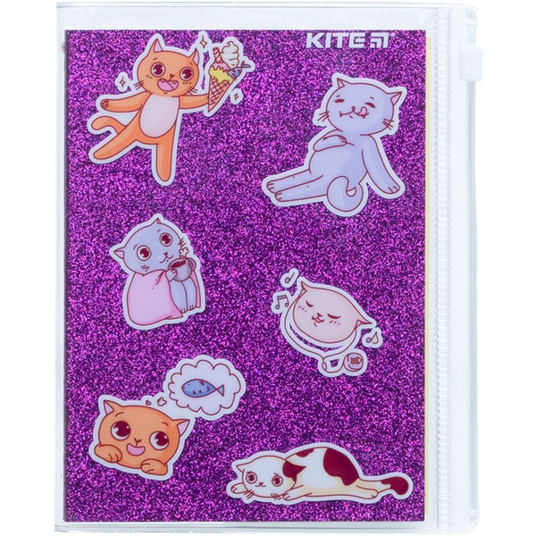 Блокнот Kite Purple cats K22-462-2, 80 аркушів, клітинка, силіконова обкладинка K22-462-2 фото