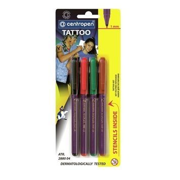 Маркер TATTOO 2880, 1 мм, набір 4 шт.+трафарет 2880 фото