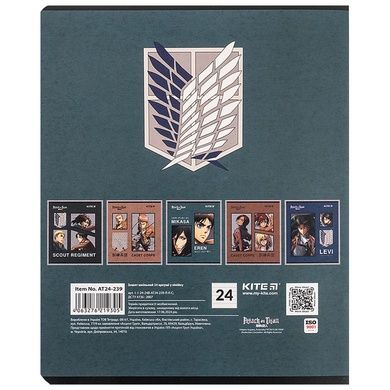 Тетрадь школьная Kite Attack on Titan AT24-239, 24 листа, в линию AT24-239 фото