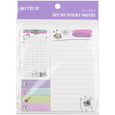 Блок бумаги с липким слоем Kite Cats K21-299-2, набор K21-299-2 фото
