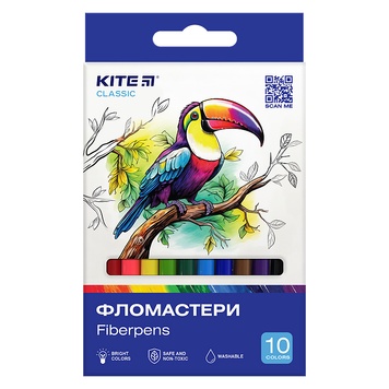 Фломастеры Kite Classic K-455, 10 цветов K-455 фото