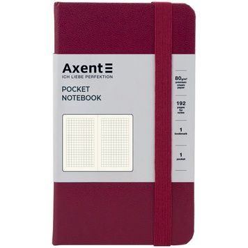 Книга записна Axent Partner 8301-46-A, A6-, 95x140 мм, 96 аркушів, клітинка, тверда обкладинка, винна 8301-46-A фото