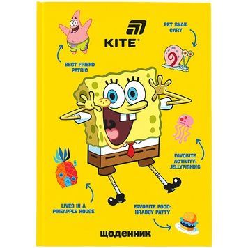 Щоденник шкільний Kite Sponge Bob SB26-262, тверда обкладинка SB26-262 фото