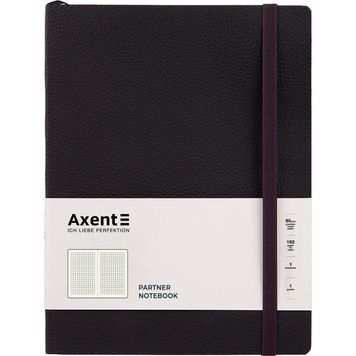 Книга записна Axent Partner Soft L, 8615-01-A, 190x250 мм, 96 аркушів, клітинка, гнучка обкладинка, чорна 8615-01-A фото