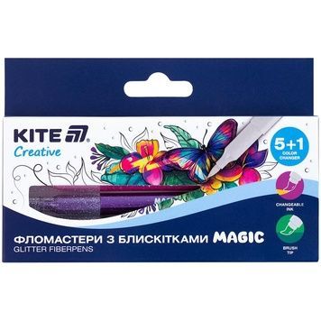 Фломастери з блискітками Magic, Kite Creative K-1167, набір 5+1 K-1167 фото