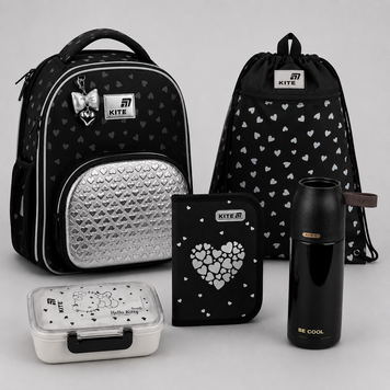 Шкільний набір 5в1 Kite Education Black&Silver SET_K26-556M-2 SET_K26-556M-2 фото
