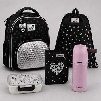 Шкільний набір 5в1 Kite Education Black&Silver SET_K26-556M-2 SET_K26-556M-2 фото