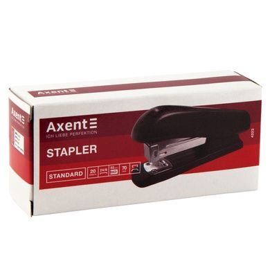 Степлер канцелярський №24/6 Axent Standard 4223-01-A, пластиковий, 20 аркушів, чорний 4223-01-A фото