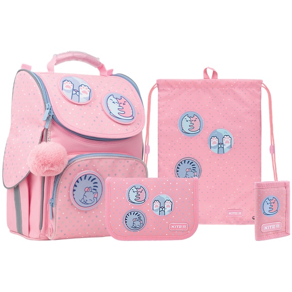 Набор рюкзак+пенал+сумка для об.+кош. Kite 501S Hugs&Kitten SET_K22-501S-3 (LED) фото