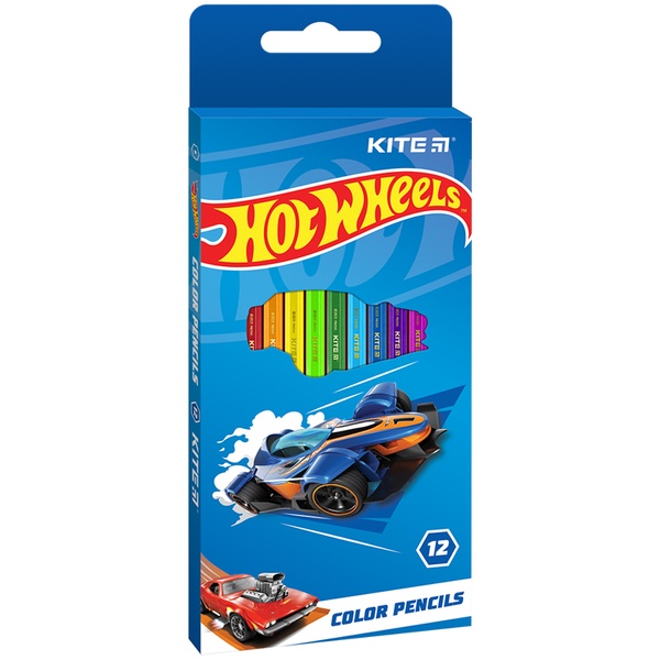 Карандаши цветные Kite Hot Wheels HW23-051, 12 цветов HW23-051 фото