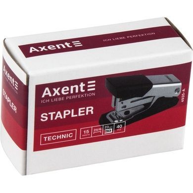 Степлер канцелярський №24/6 Axent Technic 4935-A, металевий, 15 аркушів, хром 4935-A фото