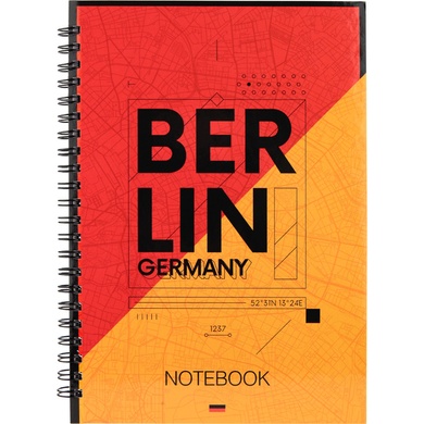 Блокнот на спирали Axent Flags Berlin 8032-05-A, A5, 145x210 мм, 96 листов, клетка, твердая обложка 8032-05-A фото