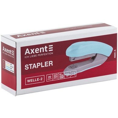 Степлер канцелярский №24/6 Axent Welle-2 4820-08-A, пластиковый, 20 листов, Pastelini, желтый 4820-08-a фото
