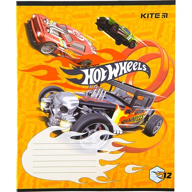 Тетрадь школьная Kite Hot Wheels HW22-235, 12 листов, в косую линию HW22-235 фото