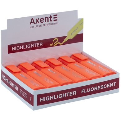 Маркер Axent Highlighter 2537-12-A, 1-5 мм, клиноподібний, помаранчевий 2537-12-A фото