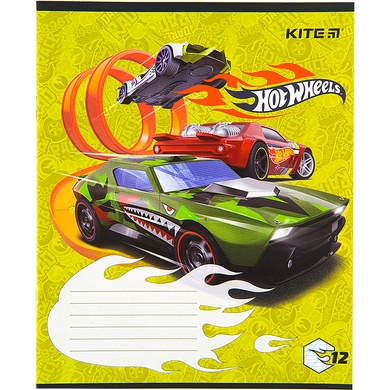 Зошит шкільний Kite Hot Wheels HW22-235, 12 аркушів, коса лінія HW22-235 фото