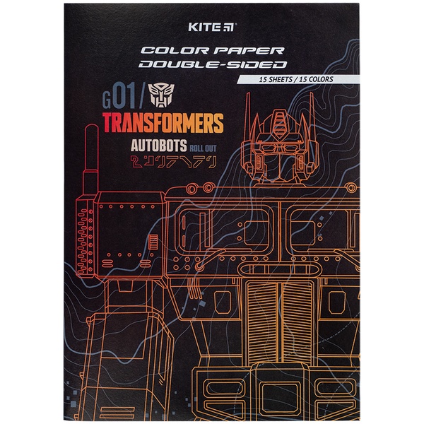 Папір кольоровий двосторонній Kite Transformers TF24-250, А4 TF24-250 фото
