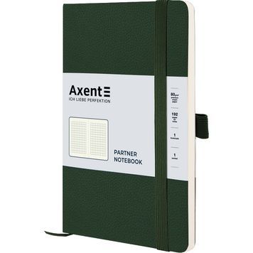 Книга записна Axent Partner Soft Skin 8616-23-A, A5-, 125x195 мм, 96 аркушів, клітинка, гнучка обкладинка, темно зелена 8616-23-A фото