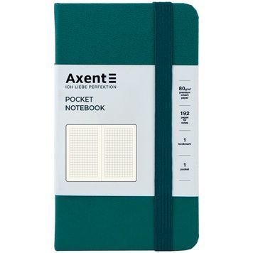 Книга записна Axent Partner 8301-31-A, A6-, 95x140 мм, 96 аркушів, клітинка, тверда обкладинка, малахіт 8301-31-A фото