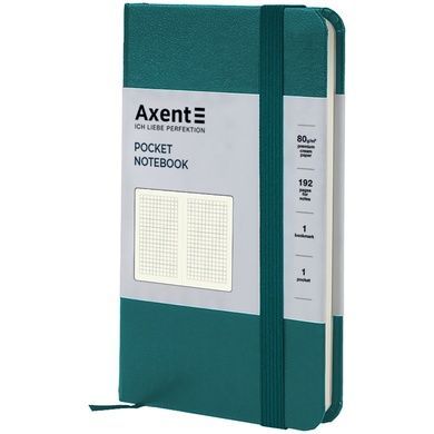 Книга записна Axent Partner 8301-31-A, A6-, 95x140 мм, 96 аркушів, клітинка, тверда обкладинка, малахіт 8301-31-A фото
