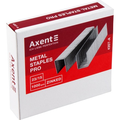 Скоби для степлерів Axent Pro 4307-A, №23/15, 1000 штук 4307-A фото