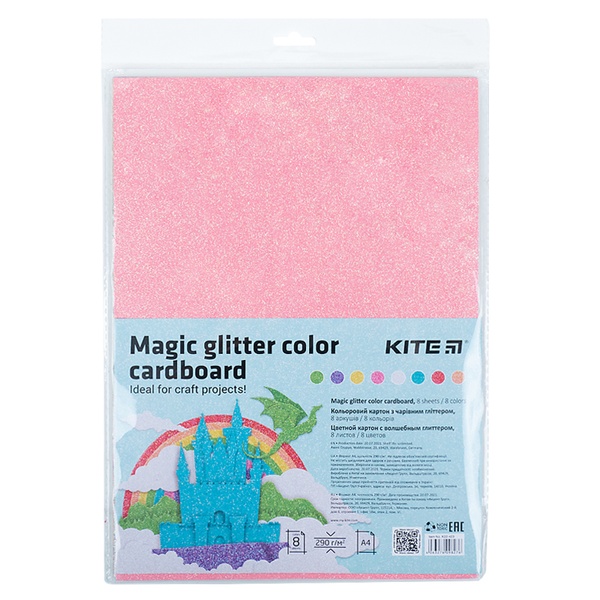 Картон кольоровий з чарівним гліттером Kite K22-423, А4 K22-423 фото