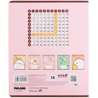 Зошит шкільний Kite Molang ML25-236, 18 аркушів, клітинка ML25-236 фото