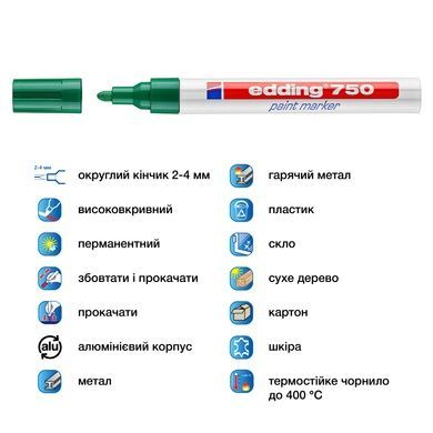 Маркер Paint e-750 2-4 мм круглый зеленый e-750/04 фото