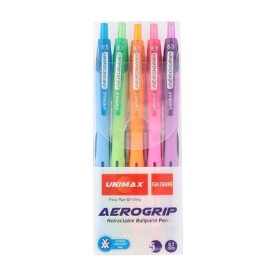 Ручка кулькова автом. Aerogrip-3, набір 5 кольорів (асорті) UX-140-20 фото