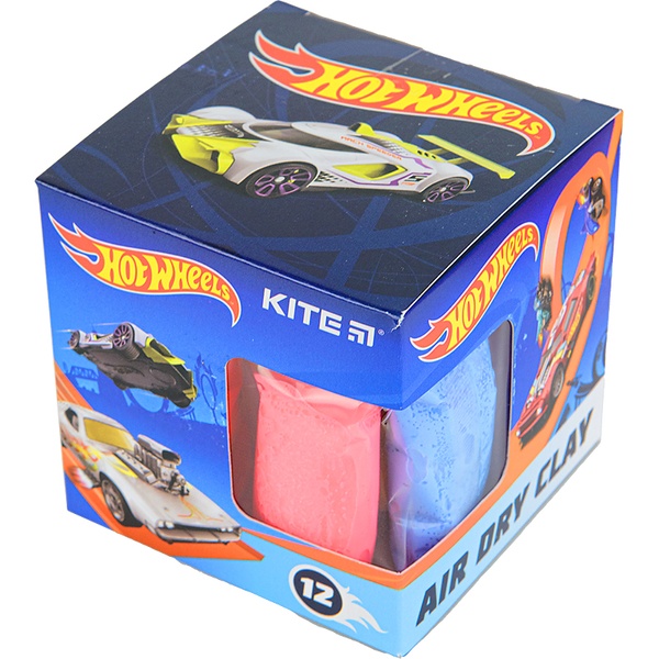 Пластилін повітряний Kite Hot Wheels HW22-135, 12 кольорів + формочка HW22-135 фото