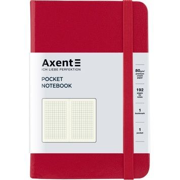 Книга записна Axent Partner 8301-03-A, A6-, 95x140 мм, 96 аркушів, клітинка, тверда обкладинка, червона 8301-03-A фото