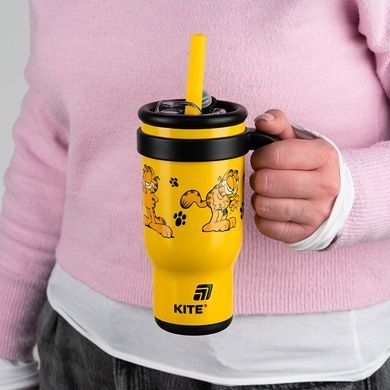 Термокружка з трубочкою Kite Garfield GF25-1266, 530мл GF25-1266 фото