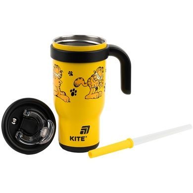 Термокружка з трубочкою Kite Garfield GF25-1266, 530мл GF25-1266 фото