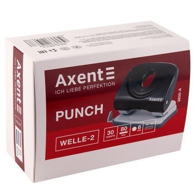 Діркопробивач для паперу Axent Welle-2 3830-06-A, пластиковий, 30 аркушів, червоний 3830-06-A фото