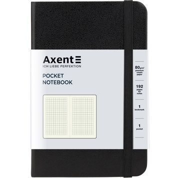 Книга записна Axent Partner 8301-01-A, A6-, 95x140 мм, 96 аркушів, клітинка, тверда обкладинка, чорна 8301-01-A фото