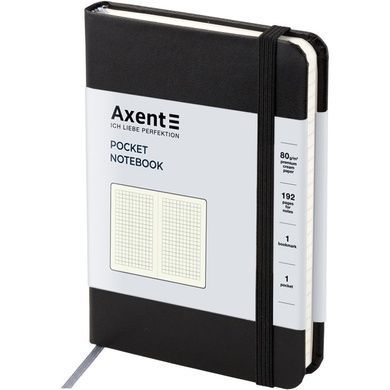 Книга записна Axent Partner 8301-01-A, A6-, 95x140 мм, 96 аркушів, клітинка, тверда обкладинка, чорна 8301-01-A фото