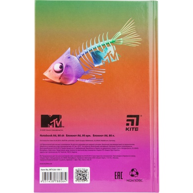 Книга записна Kite MTV MTV20-199-1, тверда обкладинка А6, 80 аркушів, клітинка MTV20-199-1 фото