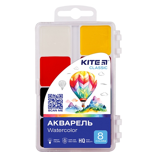 Фарби акварельні Kite Classic K-065, 8 кольорів K-065 фото