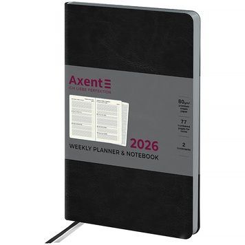 Еженедельник 2026 Axent Partner City Soft 8521-26-01-A, 125*195, чёрный 8521-26-01-a фото