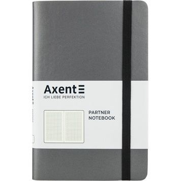 Книга записна Axent Partner Soft 8206-15-A, A5-, 125x195 мм, 96 аркушів, клітинка, гнучка обкладинка, срібляста 8206-15-A фото