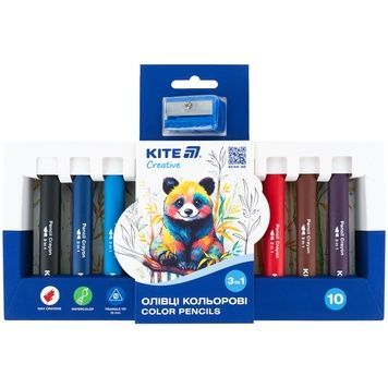 Олівці кольорові Kite Creative 3в1 K-1055, 10 шт K-1055 фото