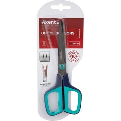 Ножиці Axent Titanium 6306-16-A, 19 см, з прогумованими ручками, синьо-бірюзові 6306-16-A фото