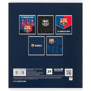 Зошит шкільний Kite FC Barcelona BC26-238, 24 аркуші, клітинка BC26-238 фото