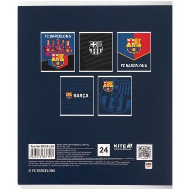 Зошит шкільний Kite FC Barcelona BC26-238, 24 аркуші, клітинка BC26-238 фото