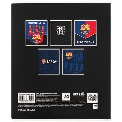 Зошит шкільний Kite FC Barcelona BC26-238, 24 аркуші, клітинка BC26-238 фото