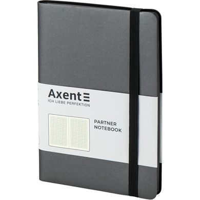 Книга записна Axent Partner Soft 8206-15-A, A5-, 125x195 мм, 96 аркушів, клітинка, гнучка обкладинка, срібляста 8206-15-A фото