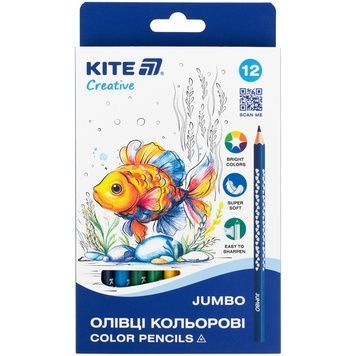 Олівці кольорові олівці Kite Creative Jumbo K-048, 12шт K-048 фото