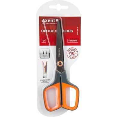 Ножницы Axent Titanium 6306-06-A, 19 см, с прорезиненными ручками, серо-оранжевые 6306-06-A фото