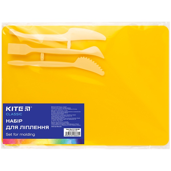 Набір для ліплення Kite Classic K-1140-08 (дощечка + 3 стеки), жовтий K-1140-08 фото