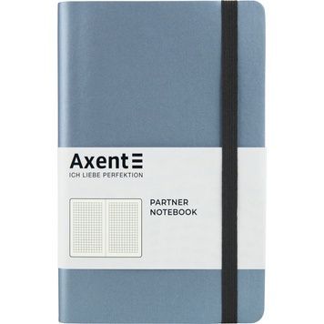 Книга записна Axent Partner Soft 8206-14-A, A5-, 125x195 мм, 96 аркушів, клітинка, гнучка обкладинка, срібно-синя 8206-14-A фото